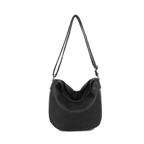 Image of Woodland Leathers Women Handbags & Shoulder Bags Fashion Hobo Bags Faux Leather Long Strap Shoulder Bag Large Tote Bags For Women Great for Work Business School College (Black Medium, Large)