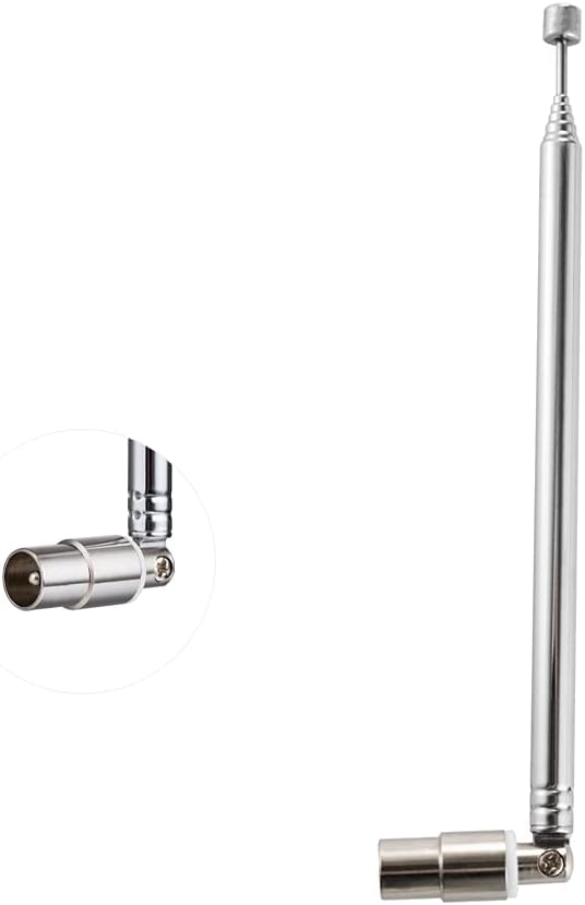 TV Male Plug Connector Telescopic Antenna 7 Sections PAL Telescopic Antenna 71.5cm/28IN for DVB-T DVB-T2 TV FM AM Stereo Reception