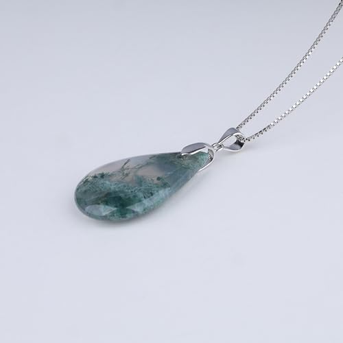 COAI 925 Sterling Silver Moss Agate Leaf Pendant Necklace4