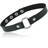 ETHOON Gargantilla ajustable de cuero suave de poliuretano circular punk para mujer, Cuero, Aleación.