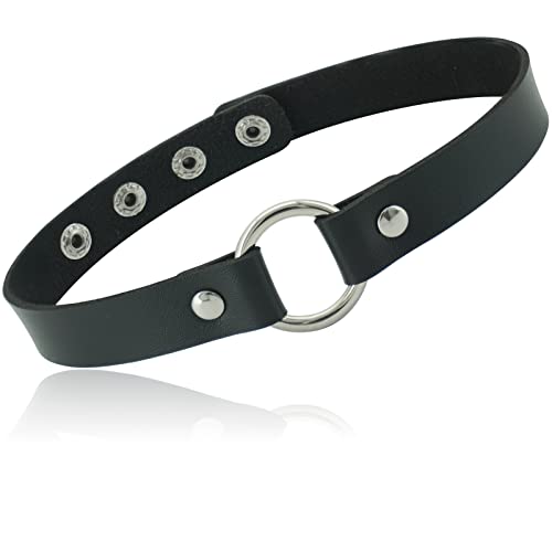 ETHOON Adjustable Leather Choker Collar Soft PU Circle Punk Choker Necklace for Women