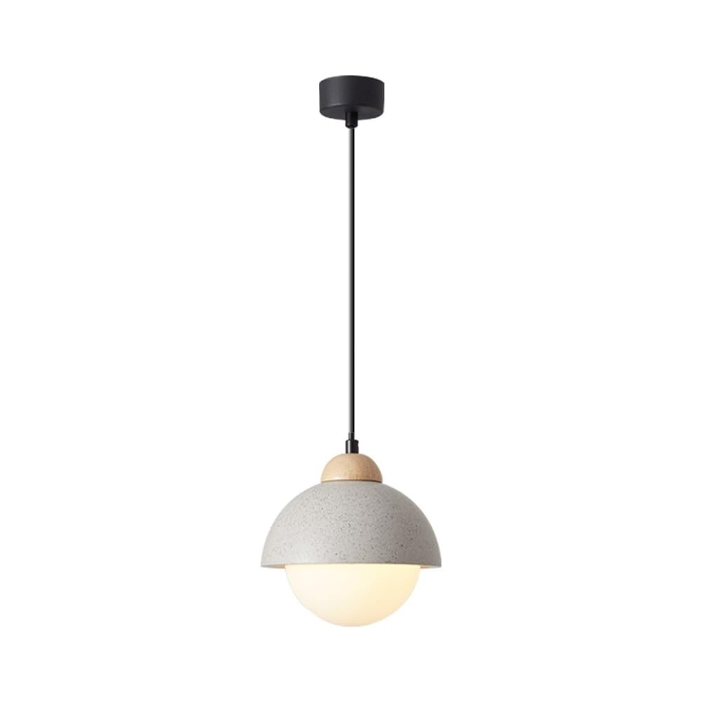 Lustre pour îlot de cuisine et table à manger style japandi en bois et ciment