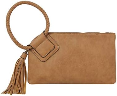 Clutch Wristlet Evening Bags Purse Wallet For Women, Vegan Leather by Metro Muse (Tan) Small