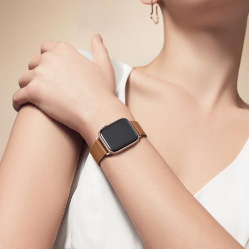 Bestig Genuine Leather Band Compatible with Apple Watch Bands for Women | 40mm 41mm 42mm(Series 12 11 10) 38mm,Top Grain Wristband Strap for iWatch SE 9 8 7 6 5 4 3 2 1,Office Daily Dressy - image 5