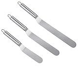 Tamaños flexibles: este juego de espátulas para glaseado de pasteles incluye 3 tamaños diferentes: 6 pulgadas, 8 pulgadas, 10 pulgadas, las herramientas de decoración de pasteles de tamaño grande son ideales para cubrir por completo y rápidamente pasteles medianos y grandes. La cuchilla de tamaño pequeño es ideal para decorar galletas o cupcakes, tendrás la espátula adecuada para decorar un pastel a la perfección.