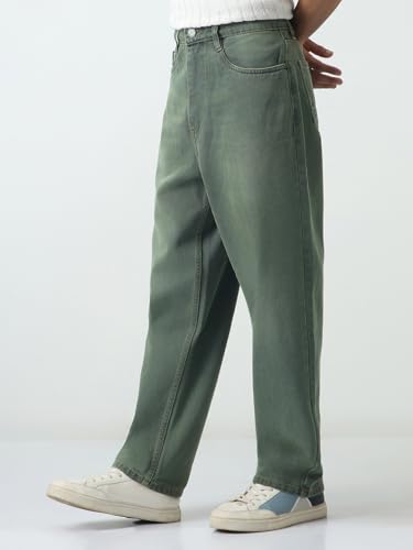 Image of Urbano Fashion Men's Loose Baggy Fit Heavy Washed Jeans Non-Stretchable