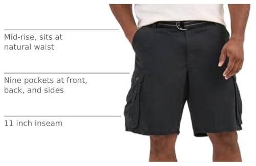 Lee mens Big & Tall New Belted Wyoming cargo shorts, Black, 52 US - image 4