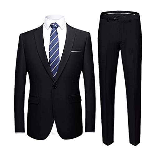Ensemble 2 pièces pour homme avec costume 1 bouton noir et pantalon classique taille L