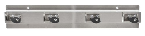 Ex-Cell Kaiser 333-4 SS Stainless Steel Mop and Broom Holder with 4 Rubber Cams, 24" Width x 3" Depth x 4" Height