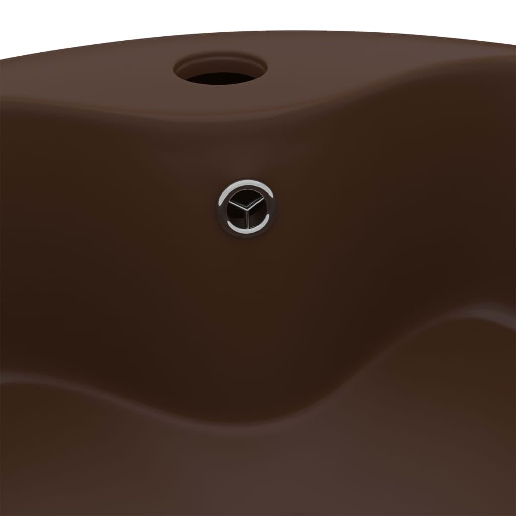 Generisch Luxus-Waschbecken mit Überlauf Matt Dunkelbraun 36x13cm Keramik,Heimwerkerbedarf,Sanitärbedarf,Sanitärkeramik & Armaturen,Waschbecken & Spülen,Badezimmer-Waschbecken-147039