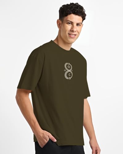 Image of GESPO Men T-Shirt Oversized Drop Shoulder Front and Back Printed Tshirt for Man || Tshirt for Man || Round Neck Casual Loose fit T Shirts for Mens