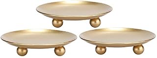 Scwhousi Iron Plate Candle Holder, Gold, Decorative Iron Pillar Candle Holder, Set of