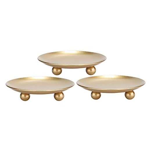 Iron Plate Candle Holder, Gold, Decorative Iron Pillar Candle Holder, Set of 3,Candle Stand for Wax Candles