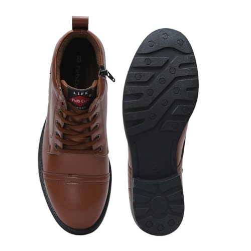 Image of FIELD CARE Men Walker Casual Comfort Uniform Dress School Army Style Fashion Boots Mid-Top Lace-Up Synthetic Leather Formal Shoes