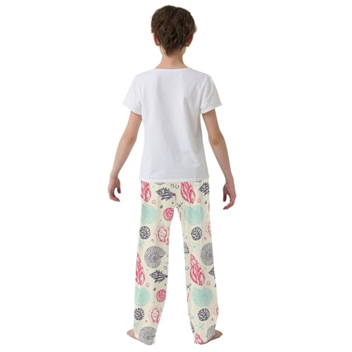 ZZKKO Sea Shells Beige Boys Pants for Kids Jogger Pants with Pockets S-XL3