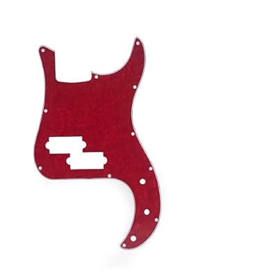 Precision Bass Pickguard Red Pearl 3-Layer PVC Electric Bass Pickguard, Front Cover Plate with Pickup Cover for PB Bass Parts(Red Pearl)