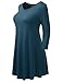 AMORE ALLFY Women's 3/4 Sleeve V-Neck Flare Hem Tunic Teal Medium