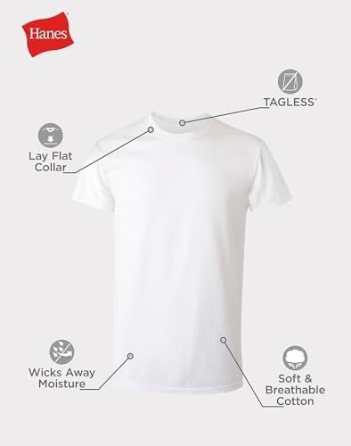 Hanes Men's Undershirt Packs, Stay-Tucked Soft Cotton Undershirts, Best Undershirts for Men, White/Black/Asstd Multipacks - White - 6 Pack 3X-Large - 5