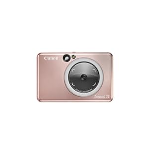 Canon Zoemini S2 Instant Camera Printer 8MP – Compact with Mirror, Ring Light Camera, Zink Sticky-Back Photo Paper, Portable, Rose Gold