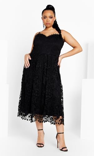 Image of City Chic Women's Plus Size Cocktail Dress - Scarlet Bustier Lace Midi
