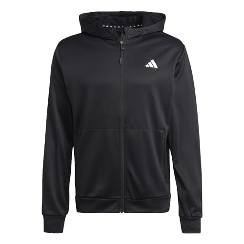 adidas Men's Training Essentials Seasonal Woven Full-zip Jacket, Black/White, M