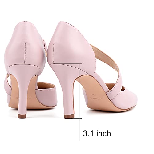 Jenn Ardor Womens Dress Shoes Mid Wedding Heels D'orsay Kitten Pumps Dressy Heels For Women Evening Stilettos Closed Pointed Toe Bride Party Shoes 3Inch Size 8 Pink #TOP3