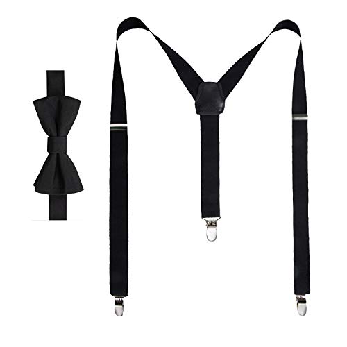 Chaps Boys' Bow Tie Suspender Set, black, One Size