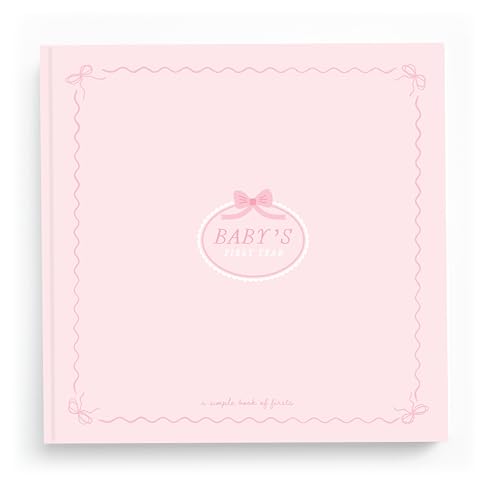 Lucy Darling Bowkissed Blush Baby Memory Book – First Year Journal, 5-Year Milestone Scrapbook & Photo Album – Keepsake for Baby Boy or Girl – Ideal Gift