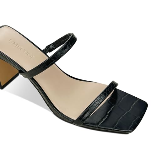 Women's Heeled Sandals Square Toe Two Strap Block Heels Sandals for Women, Slip on High-heeled Sandal Comfortable Strappy Heels for Party Wedding Dress Shoes3