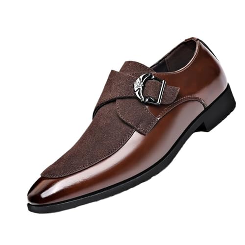 Men Fashion Classic Dress Shoes Formal Work Business Walking Wedding Strap Buckle Pointed Toe Non-Slip Party Oxford Shoes