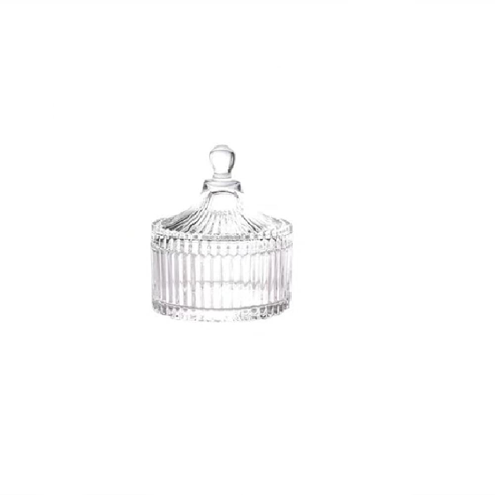 Candy Jar with Lid Clear Candy Dish Glass Apothecary Jar Colorful Tent Shaped Crystal Candy Bowl Containers Party Wedding Candy Buffet Jar Cookies Chocolate Food Storage Jar Jewelry Box (Clear)