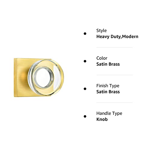 Coolnews Modern Glass Door Knobs Privacy Gold Door Knob With Lock, Clear Crystal Door Knobs Interior For Bedroom/Bathroom, Satin Brass Door Knobs With Square Plate #TOP6