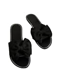 GORGLITTER Women's Bow Sandals Fancy Open Toe Slip On Slide Sandals Black 8