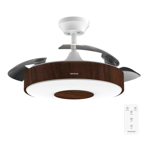 Cecotec Ventilatore da soffitto con luce Energysilence Aero 4200 Invisible Darkwood. 30W, motore a...