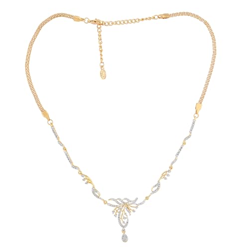 Image of Estele Elegant Gold Plated Necklace Set with CZ Detailing for Women|Occasional Wear for Women