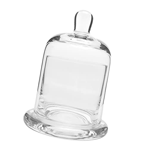 DOITOOL 1set Candle Cup Cake Dome Cover Display Dome Cloche Decorative Display Case Cupcake Decorating Light House Decorations for Home Clear Candleholders Butter Cap Glass Candlestick