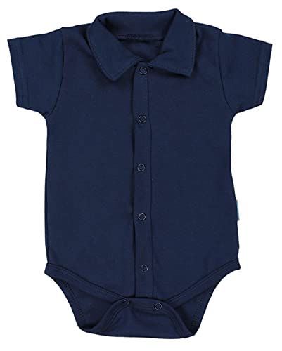 TupTam Body Baby Langarm oder Kurzarm mit Kragen – OEKO-TEX Baby Body Jungen aus Baumwolle, Farbe: Kurzarm Dunkelblau, Größe: 98