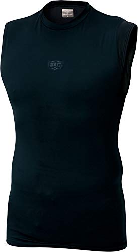 ZETT 野球 アンダーシャツ クルーネック ノースリーブ フィットタイプ ブラック S BO937C