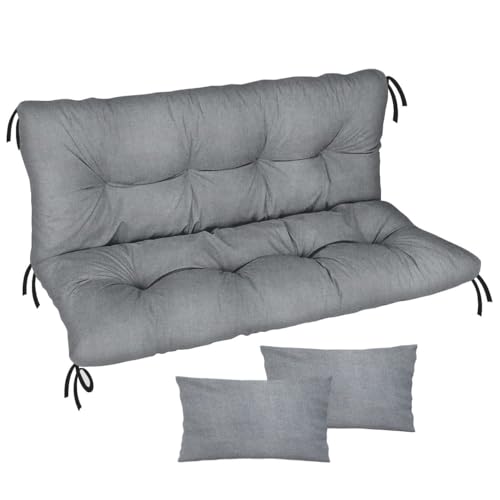 Ferocity Auflage für Hollywoodschaukel 120x50x50 Gartenbankauflage und 2 Kissen Palettenauflage Bankauflage Sitzkissen und Rückenkissen Polsterauflage Matratze Gartenpolster, Flachs [133]