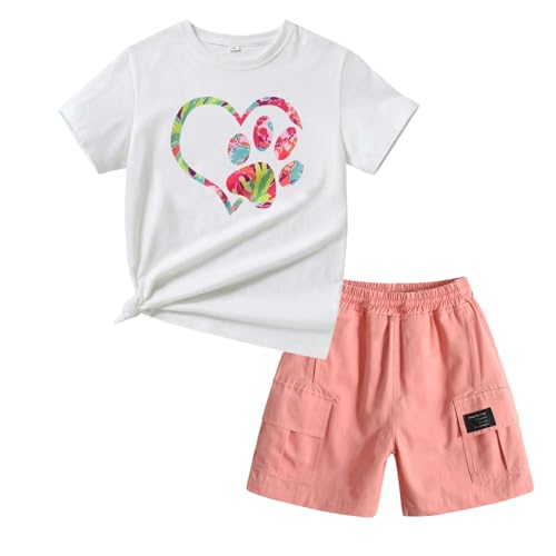 Image of Girl Summer Clothes Set - Toddler Girl Outfits Comfortable Short-Sleeves And Shorts Clothes For Kids