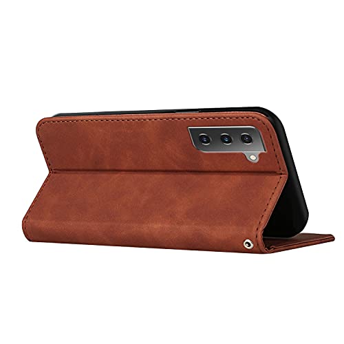 MOONCASE Capa para Galaxy S21,Couro de PU Cor sólida Carteira Fólio Capa Magnético virar a tampa com