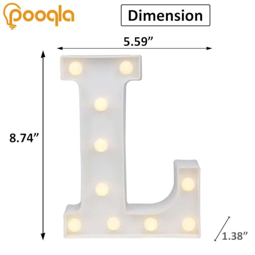 Image of Pooqla LED Marquee Letter Lights Sign, Light Up Alphabet Letter for Home Party Wedding Decoration L