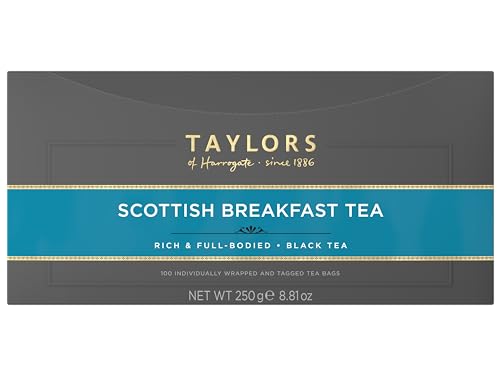 Taylors of Harrogate Scottish Breakfast Tea 100 Tagged Tea Bags