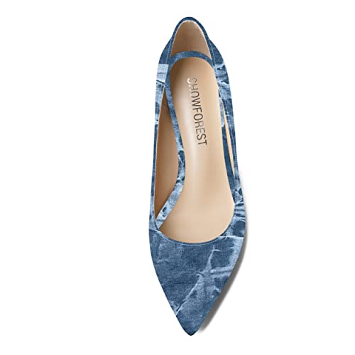 SHOWFOREST Womens Dating Pointed Toe Patent Dress Slip On Chunky High Heel Pumps Shoes 3.3 Inch3