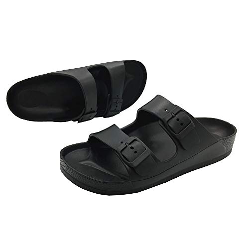Luffymomo Adjustable Slip On Eva Double Buckle Slides For Womens (7 M Us Black) #TOP2