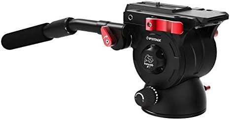 IFOOTAGE Video Camera Tripod Fluid Drag Pan Head with 1/4" and 3/8" Screws Sliding Quick Release Plate for Canon Nikon Sony DSLR Camcorder Shooting Filming