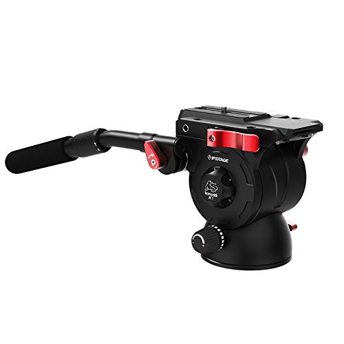 IFOOTAGE Video Camera Tripod Fluid Drag Pan Head with 1/4 and 3/8 Screws Sliding Quick Release Plate for Canon Nikon Sony DSLR Camcorder Shooting Filming