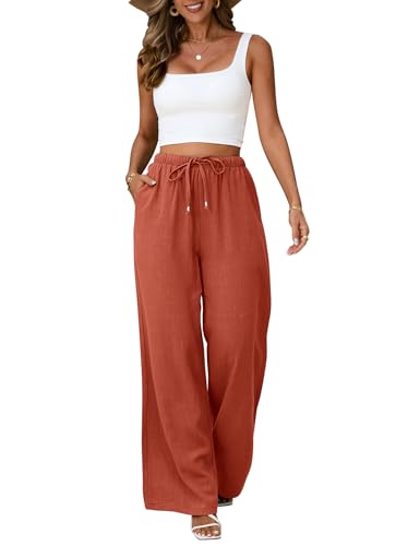Image of UMIPUBO Womens Linen Pants Flowy Palazzo Wide Leg Pants