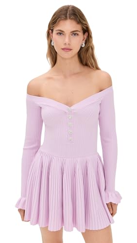 Women's Pink Ribbed Knit Mini Dress