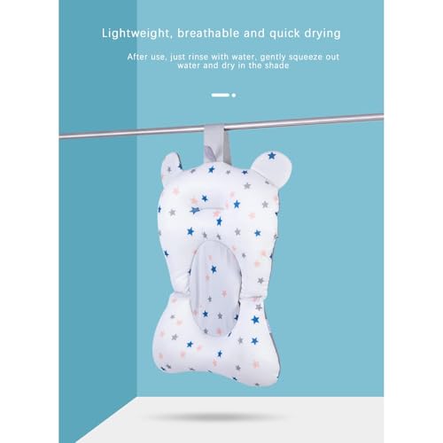 Baby Bath Cushion Pad Newborn Bathtub Mat Infant Bath Supporter Net Baby Bathtub Pillow Non-Slip Floating Bathing Tub Seat (White Star, 28cm*43cm*26cm)